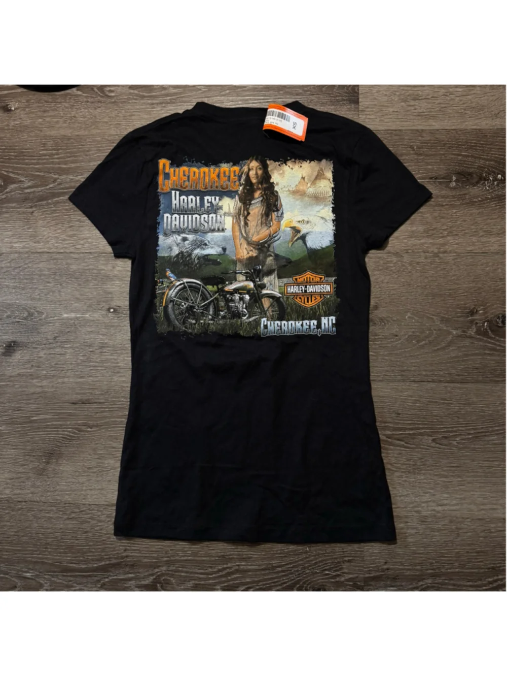 Women's Harley-Davidson Cherokee NC Graphic Short Sleeve Tee Black Size XS New